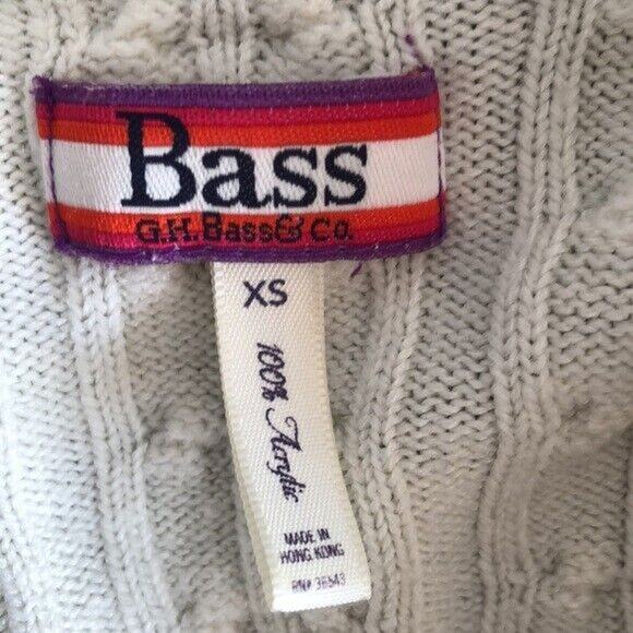 G.H.Bass & Co sz XS cream pullover shawl collar cable knit sweater long sleeve - Picture 3 of 5